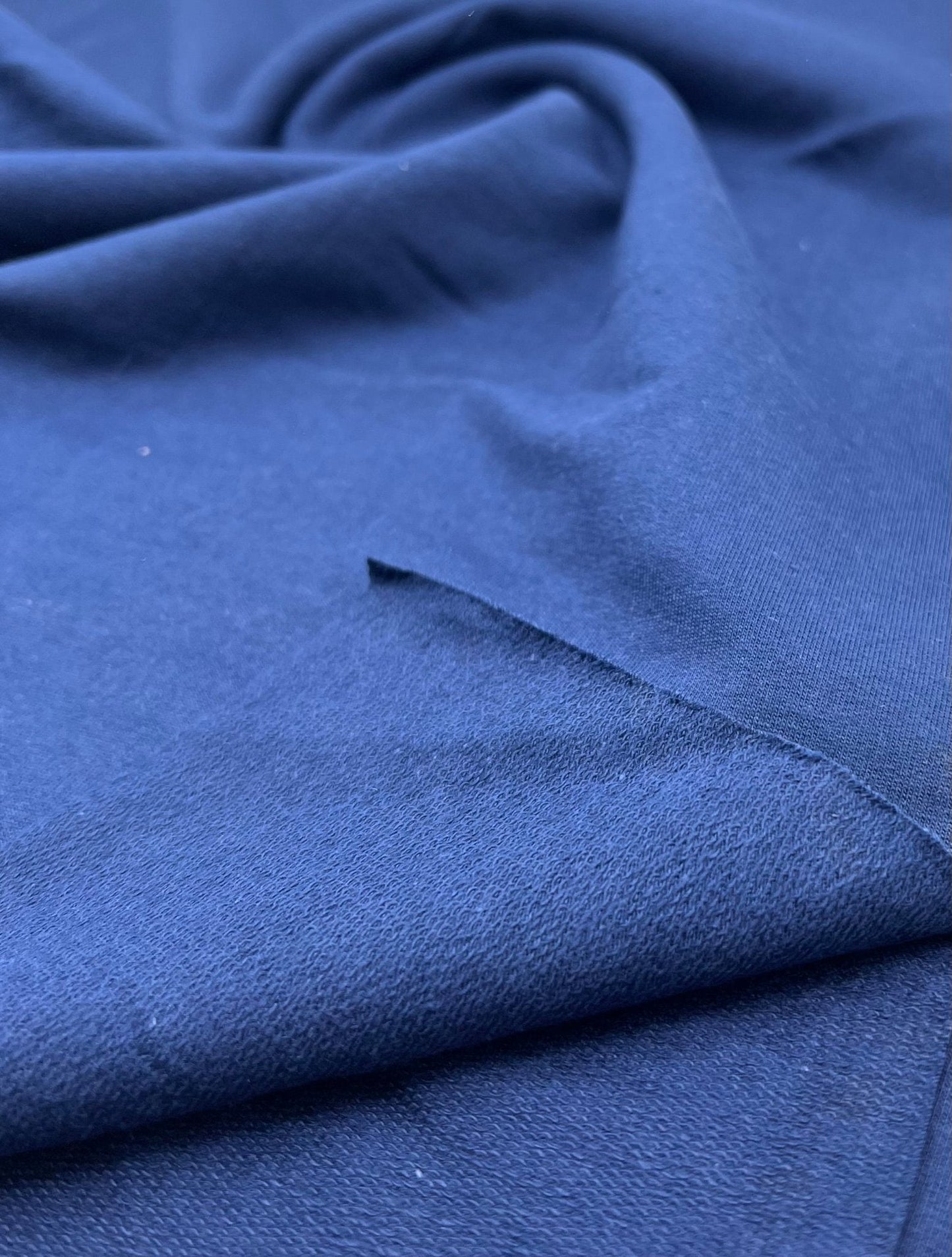 Navy French Terry Loopback Cotton Jersey 230 GSM 95/5 Lycra 4 Way Stretch