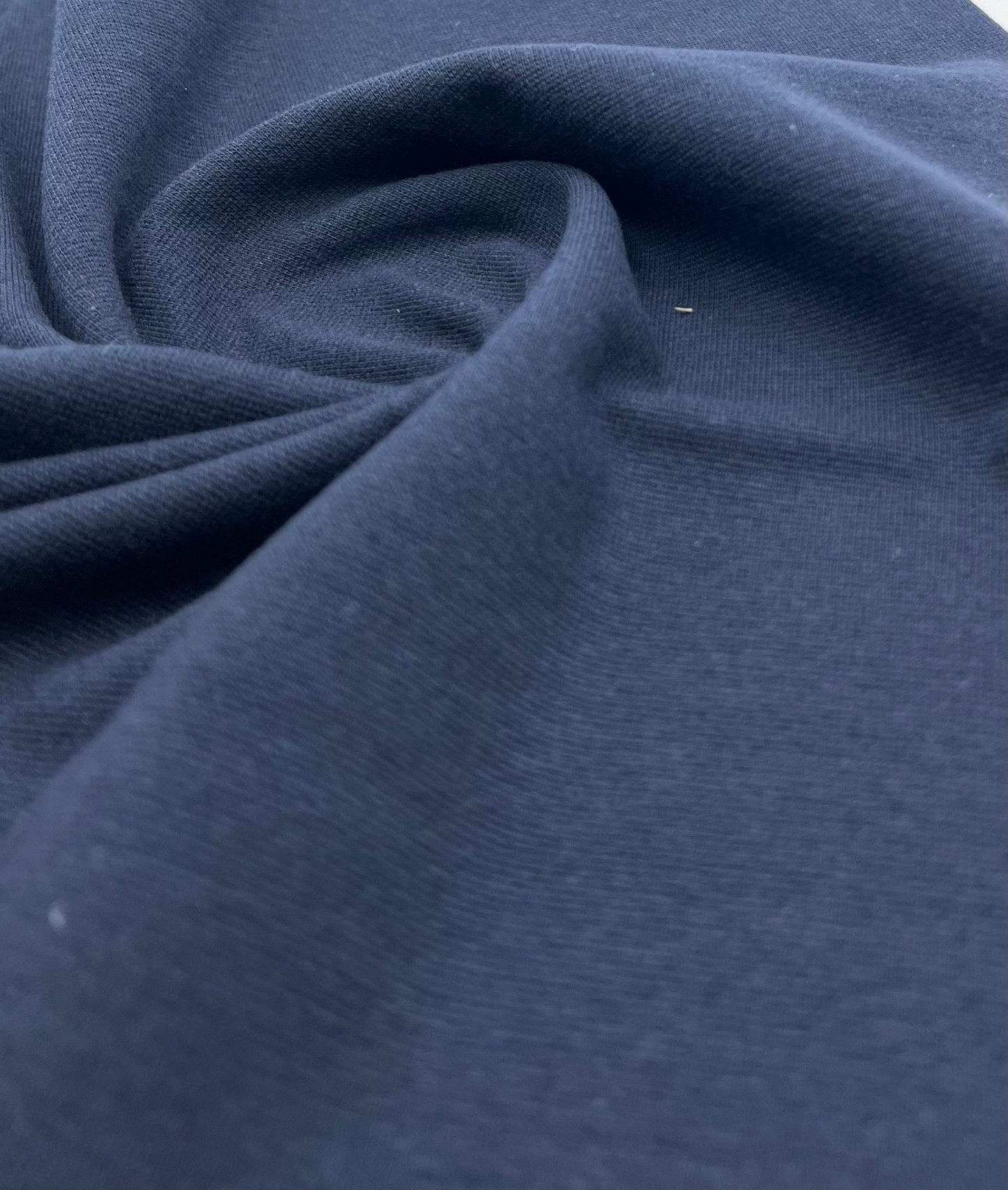 Navy Jersey Cuffing Ribbing Fabric 270 GSM Cotton Knit 70cm Wide