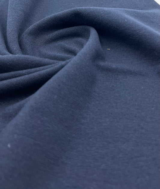 Navy Jersey Cuffing Ribbing Fabric 270 GSM Cotton Knit 70cm Wide