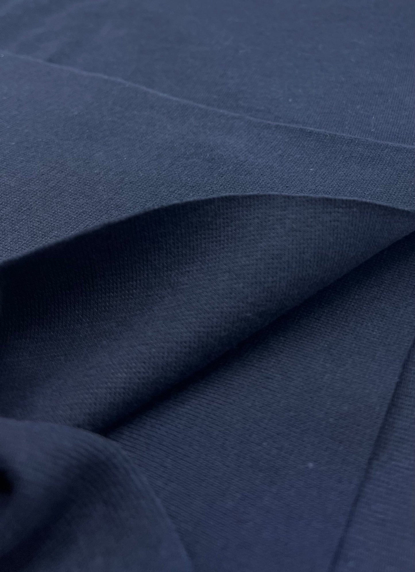 Navy Jersey Cuffing Ribbing Fabric 270 GSM Cotton Knit 70cm Wide