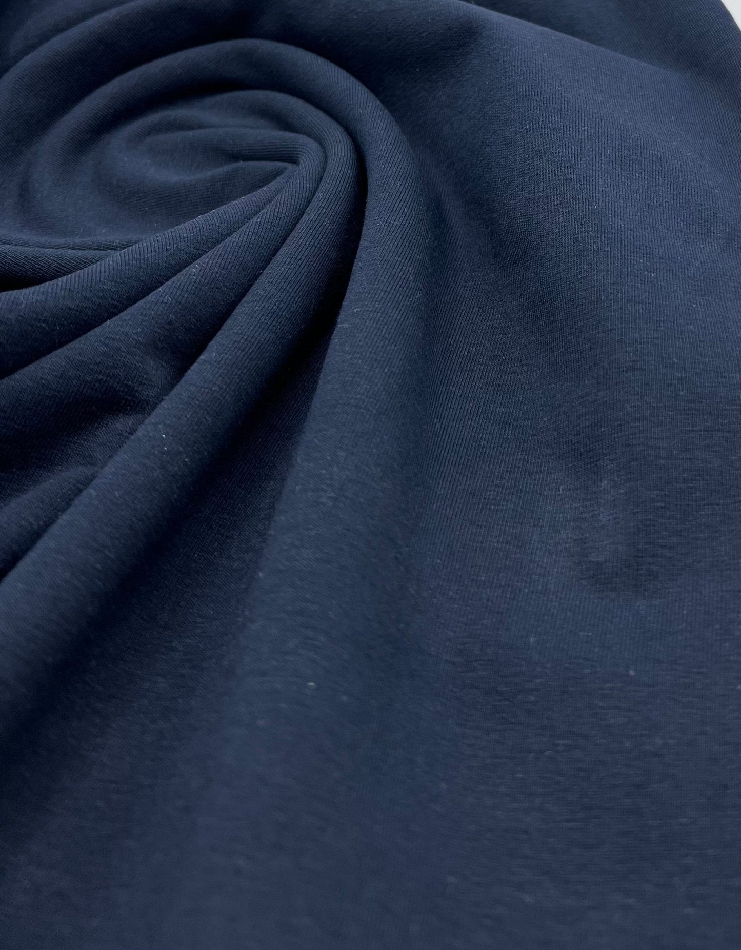 Navy Cotton Stretch Jersey 240 GSM 92/8 Lycra 4 Way Stretch