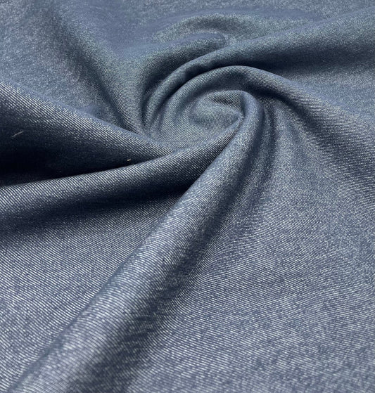 Navy Plain Washed Stretch Denim 280GSM