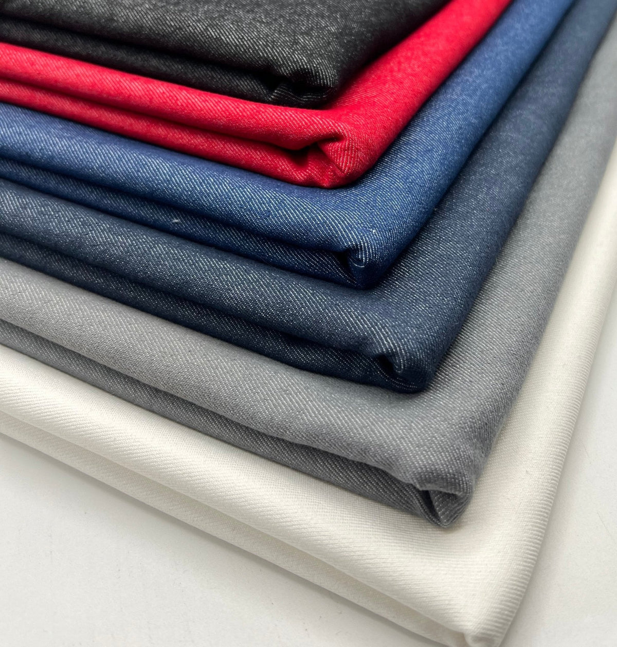 Navy Plain Washed Stretch Denim 280GSM