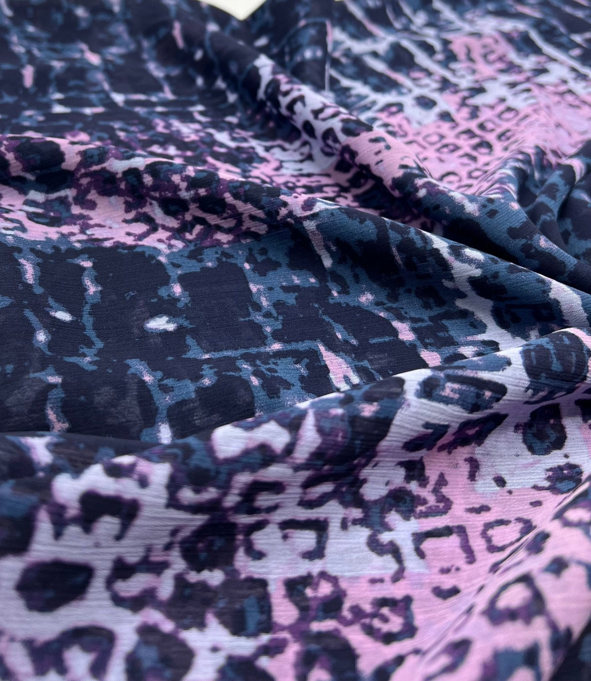 Navy Purple Pink Mix Printed Chiffon Dress Fabric