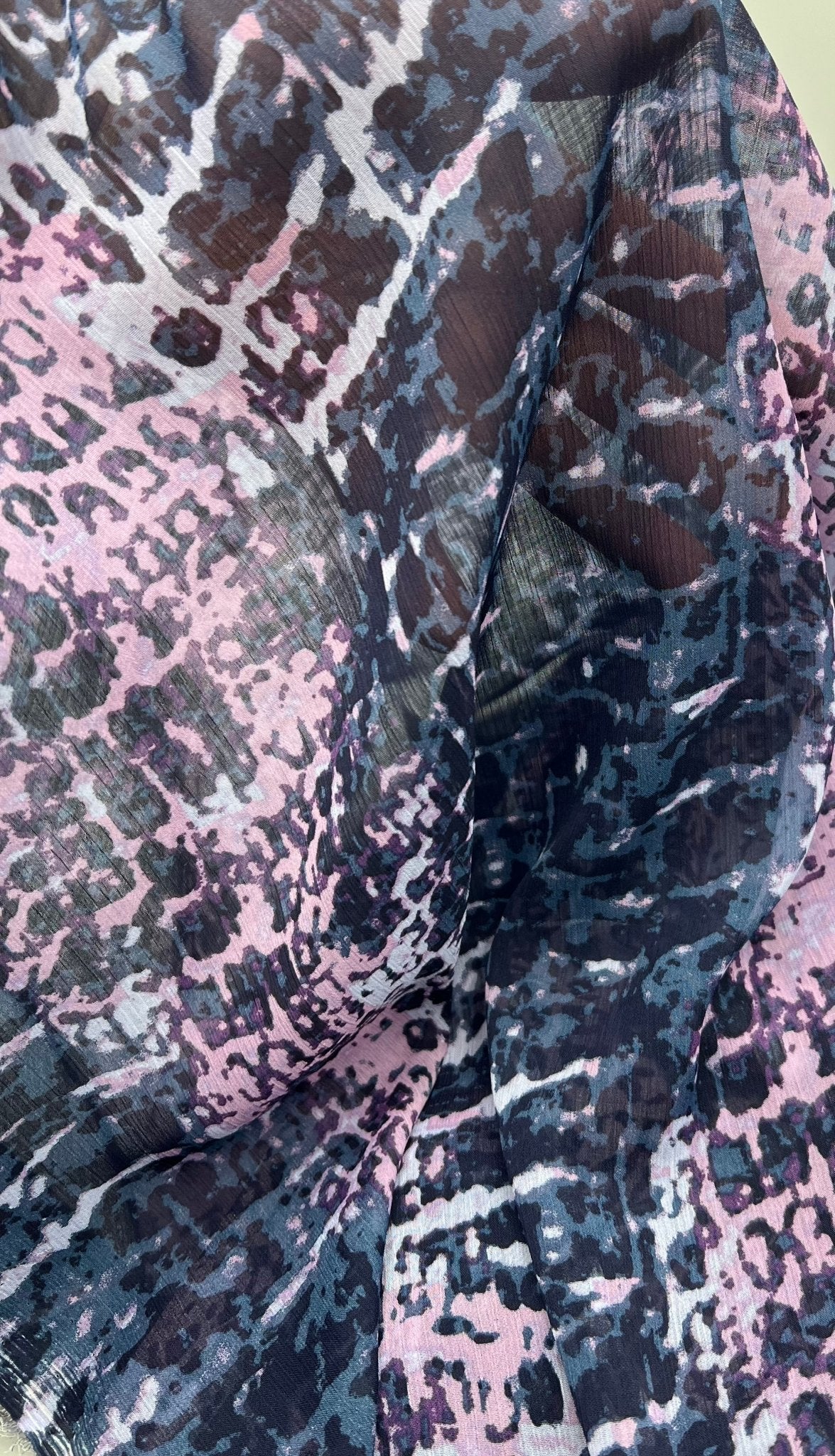 Navy Purple Pink Mix Printed Chiffon Dress Fabric