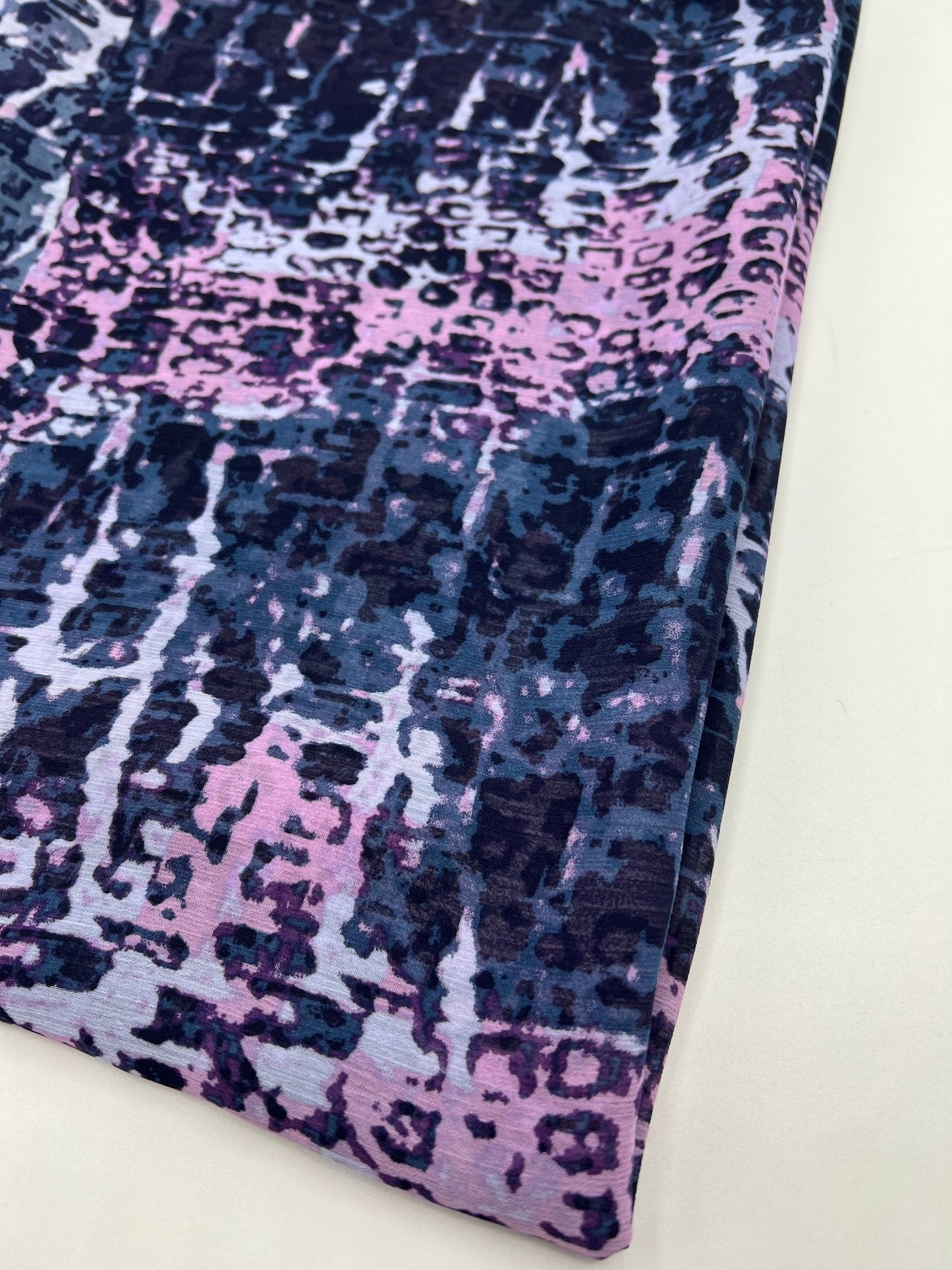 Navy Purple Pink Mix Printed Chiffon Dress Fabric