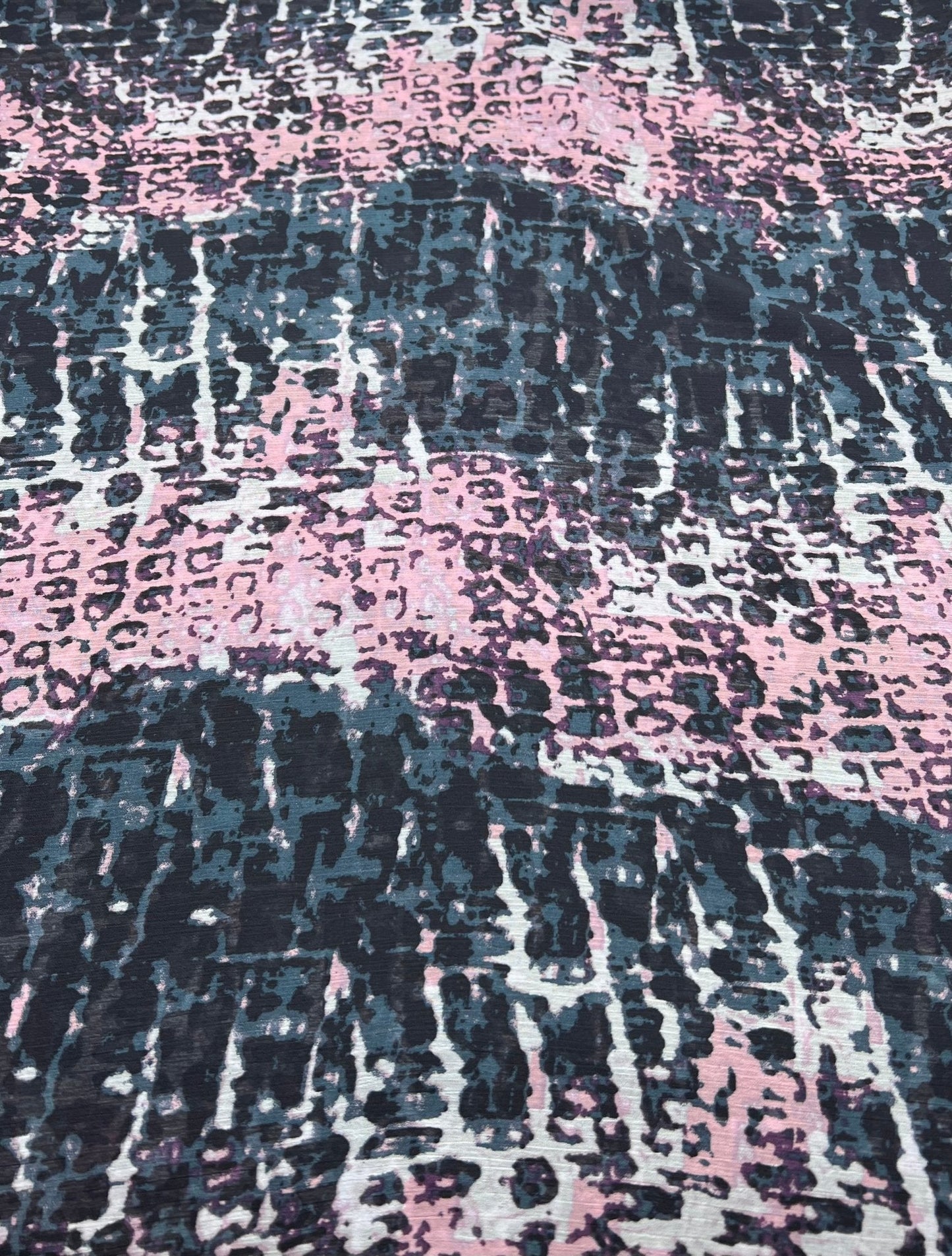 Navy Purple Pink Mix Printed Chiffon Dress Fabric