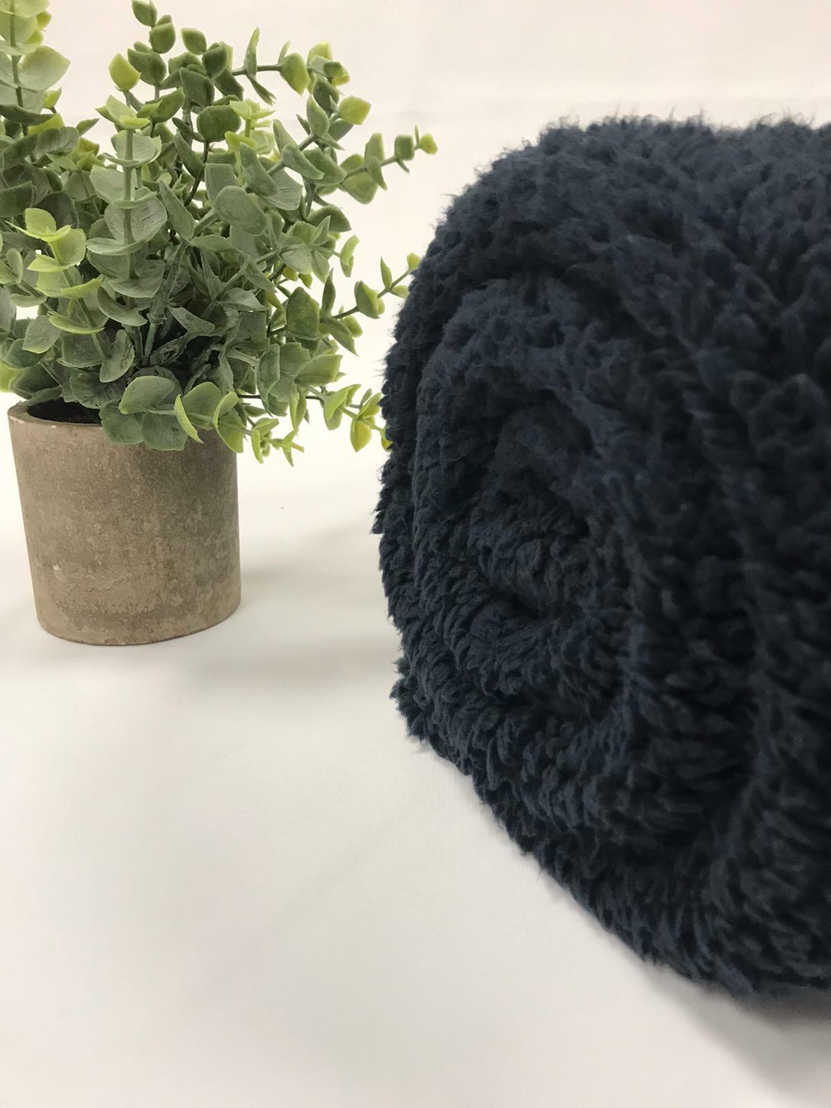 Navy Sherpa Fleece Fluffy Borg Faux Fur Fabric 60"