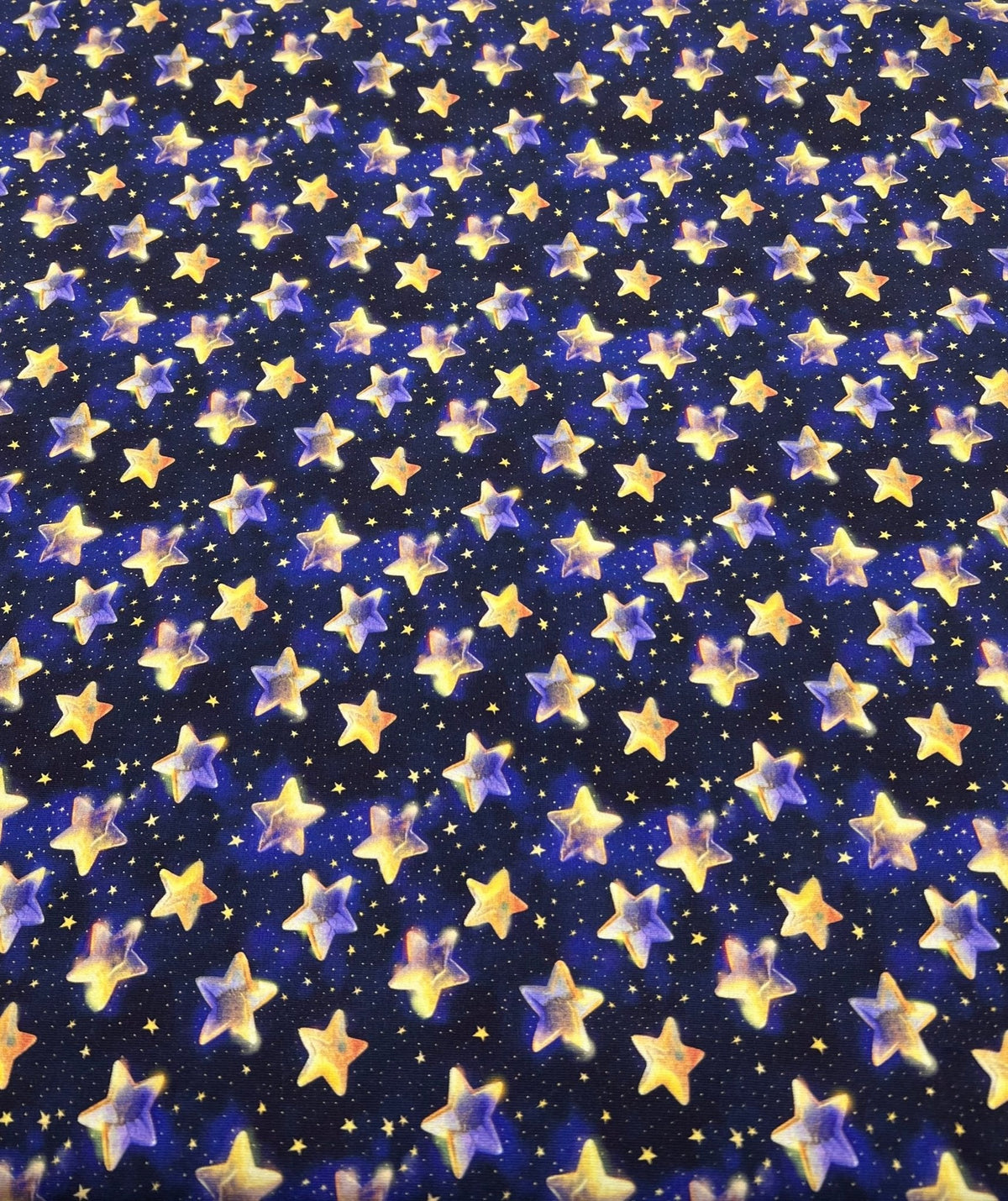 Navy Stars Print Cotton Stretch Jersey 200 GSM 95/5 Lycra 4 Way Stretch