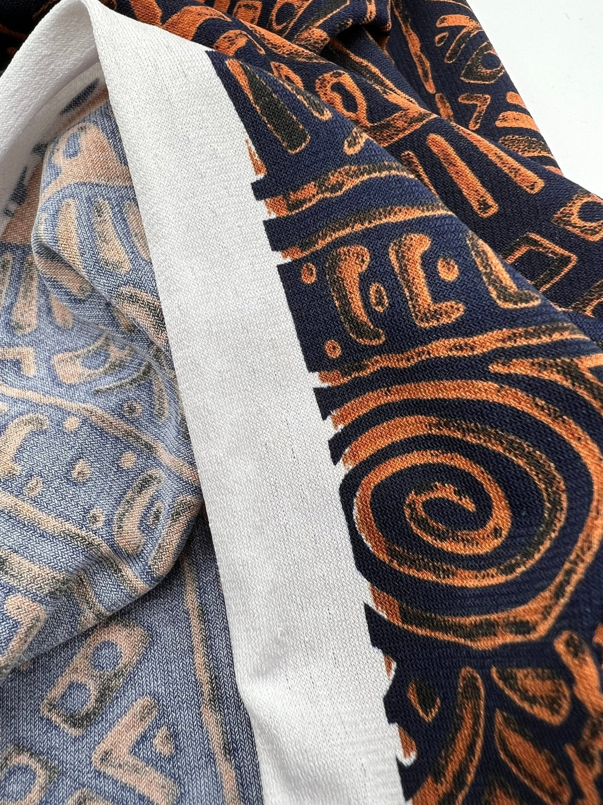 Navy Terracotta Print ITY Fabric 4 Way Stretch