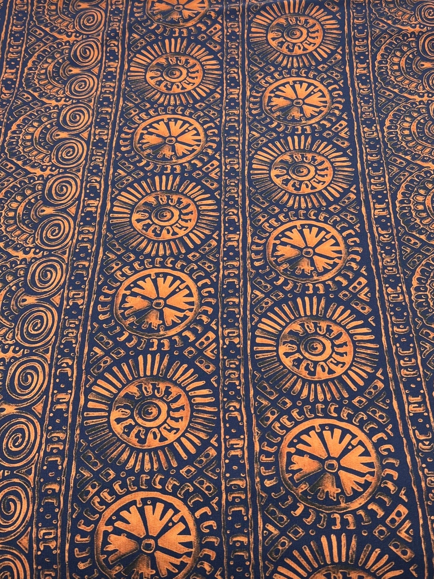 Navy Terracotta Print ITY Fabric 4 Way Stretch