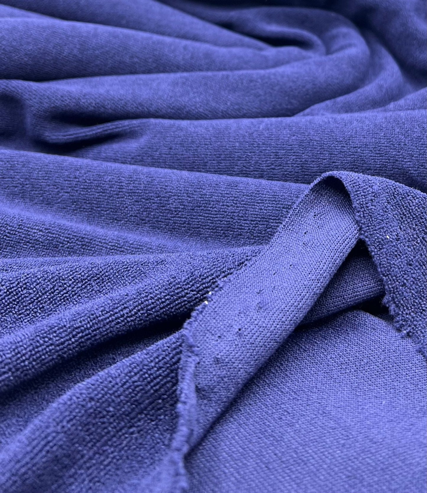 Navy Terry Towelling Polyester Stretch Dress Craft Fabric