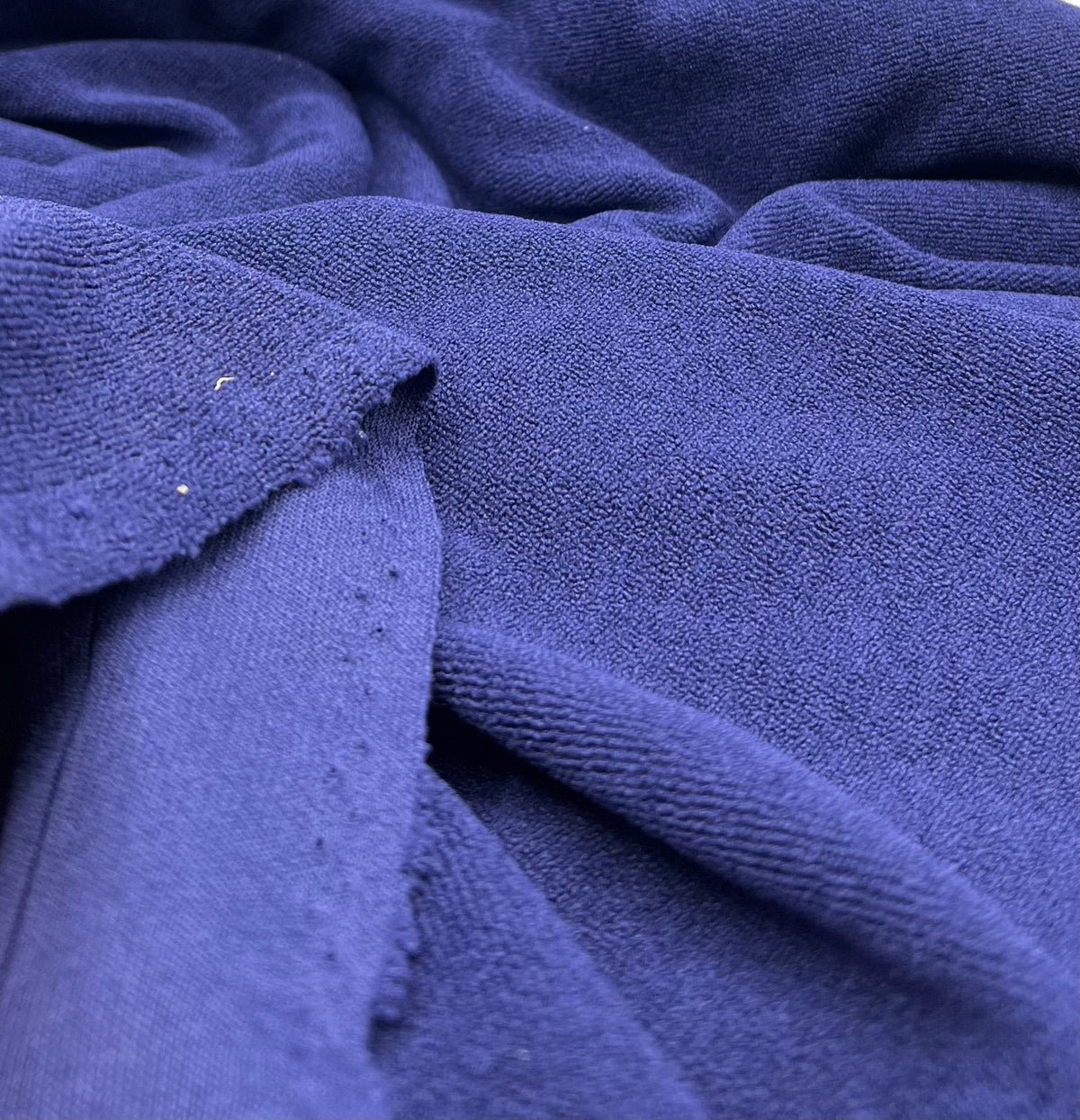 Navy Terry Towelling Polyester Stretch Dress Craft Fabric