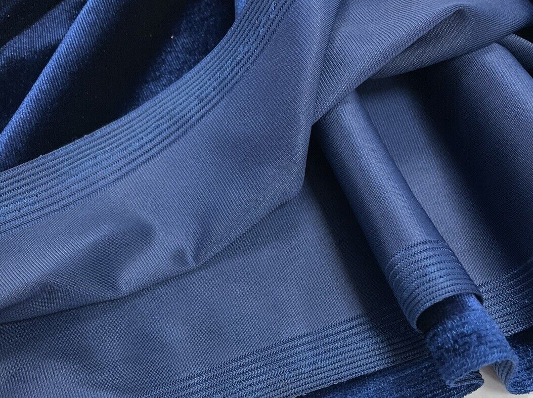 Navy Plain Velour Spandex Stretch Fabric