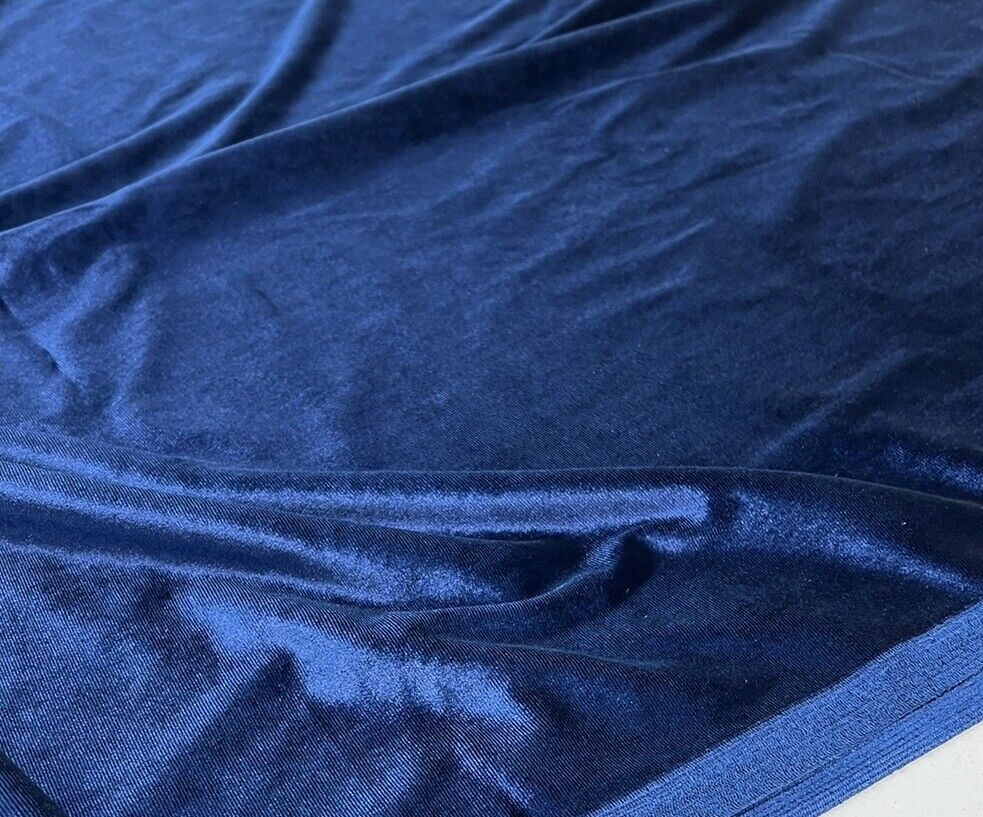Navy Plain Velour Spandex Stretch Fabric