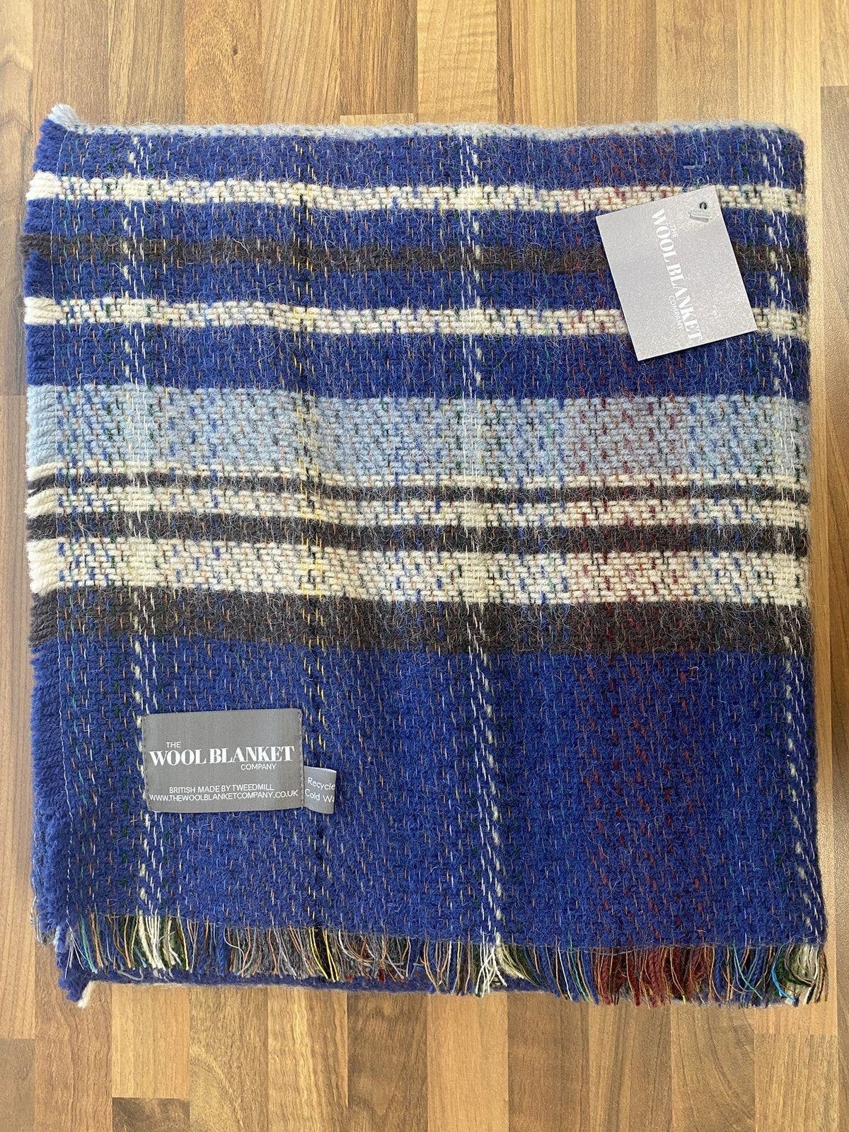 Large Checked Random Recycled Wool Blanket