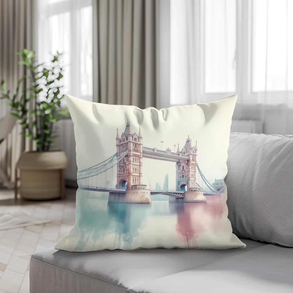 Pastel Modernism London Bridge Cotton Cushion