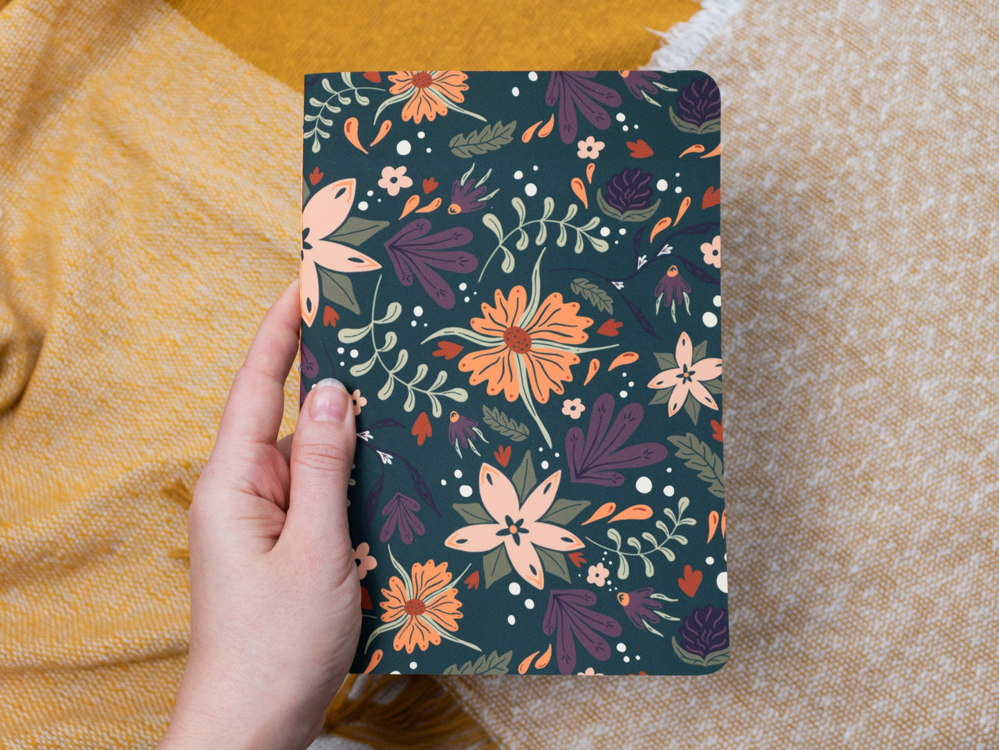 A5 Handmade Notebook with Autumnal Floral Design