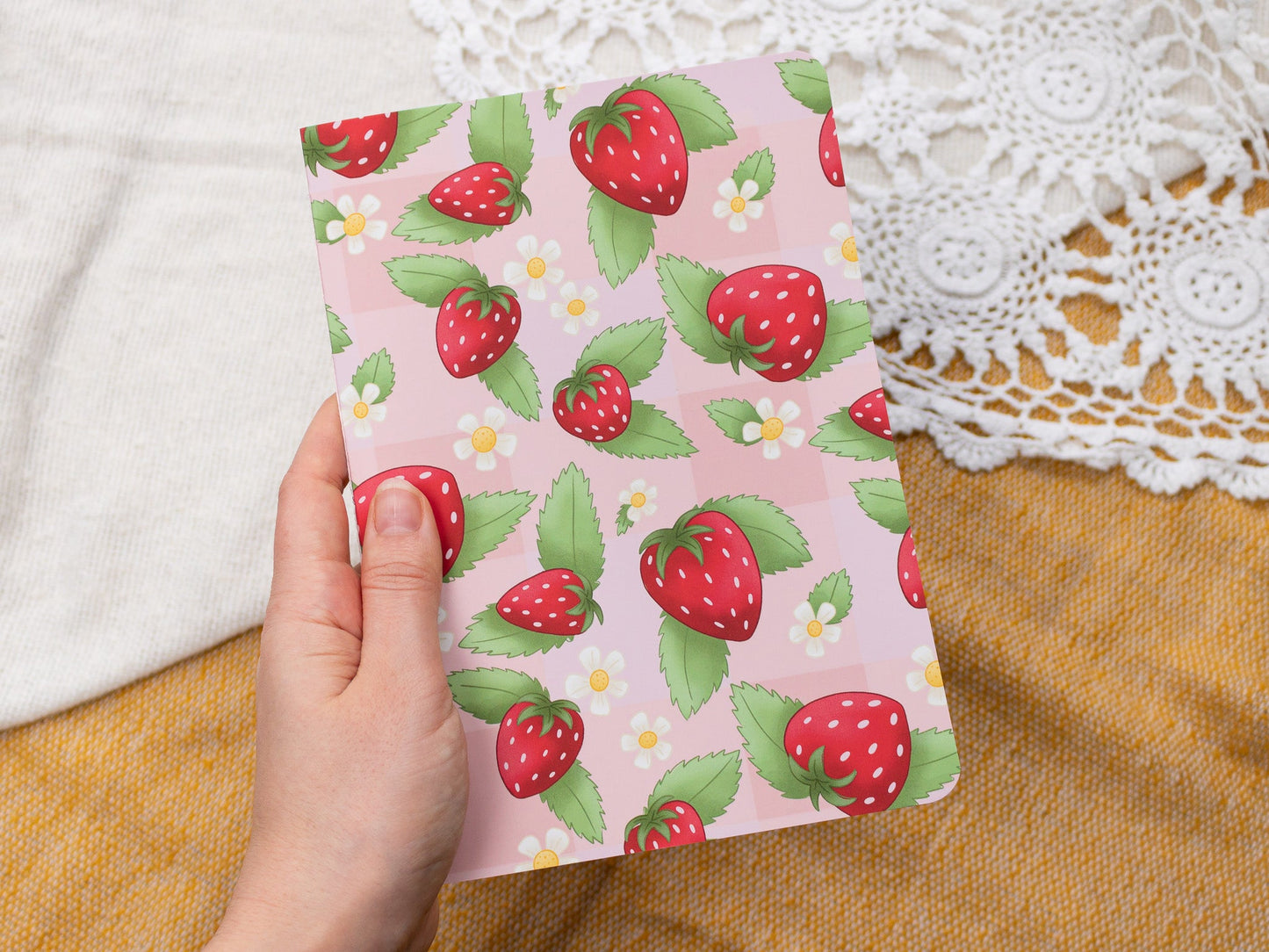 A5 Handmade Notebook with Strawberry Design