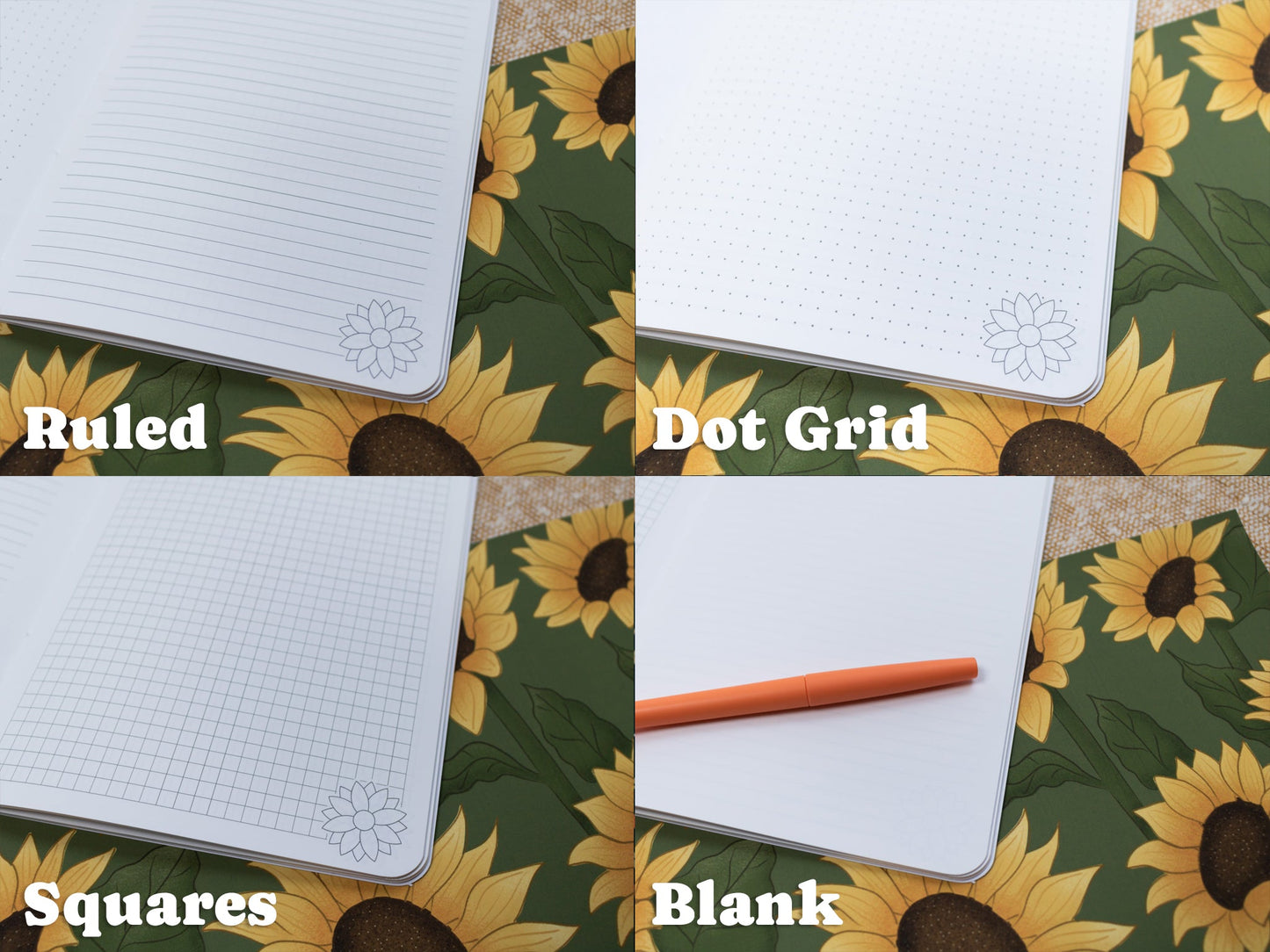 A5 Handmade Notebook with Sunflower Design