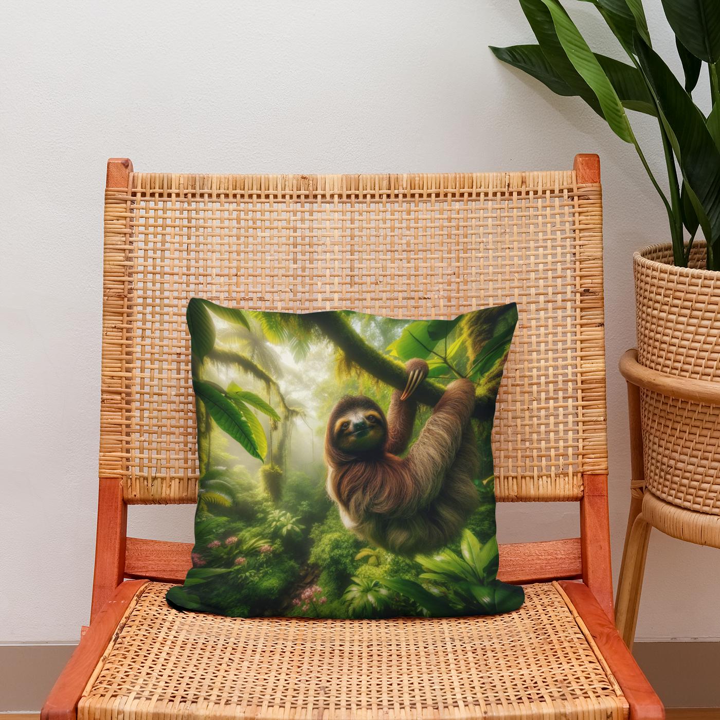 Tropical Sloth Cotton Cushion