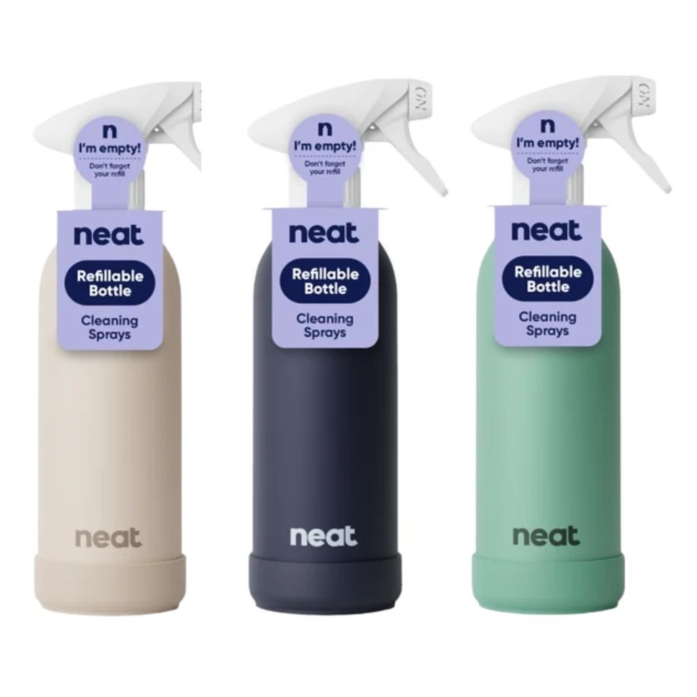 Neat Refillable Cleaning Spray Bottle – Recycled Aluminium, 470ml (Stone, Midnight, Sage)