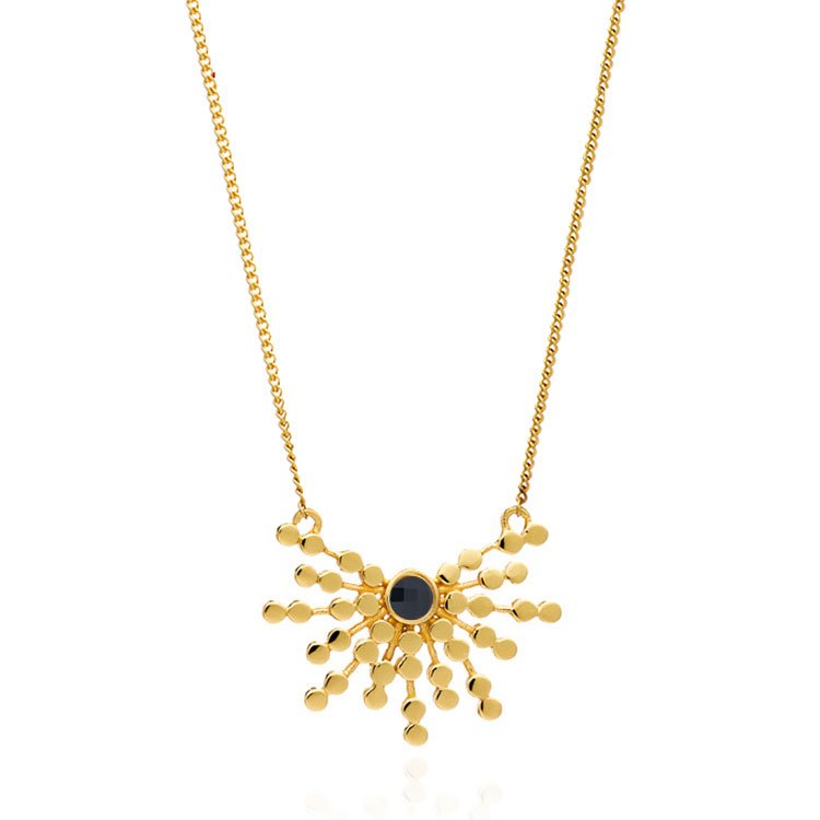 Etrusca Radiating Bead Gemstone Pendant: Black Onyx