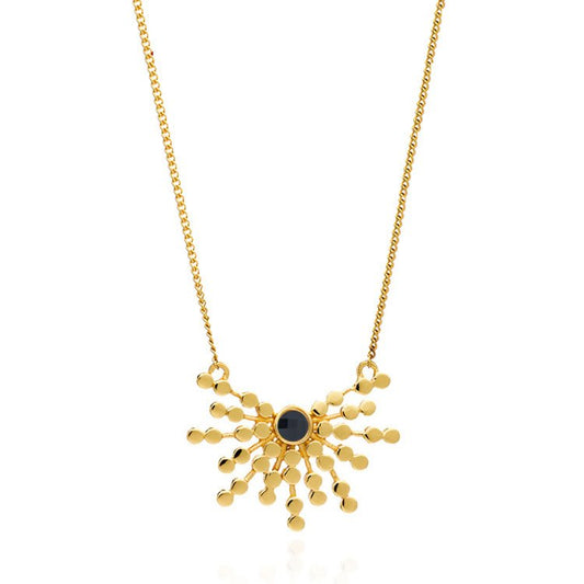 Etrusca Radiating Bead Gemstone Pendant: Black Onyx