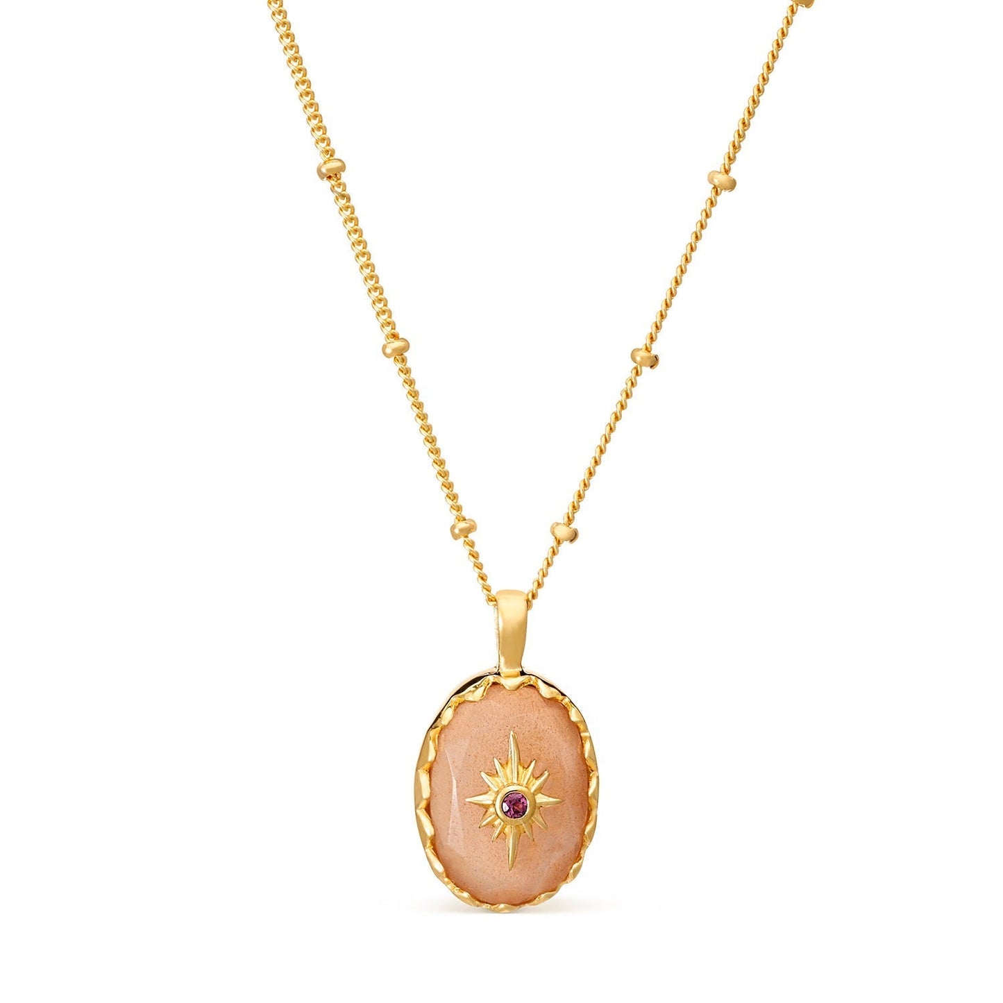 Lone Star Statement Necklace Gold Vermeil Peach Moonstone