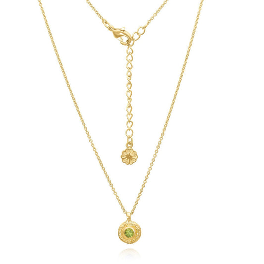 Luna Single Disc Pendant Necklace Peridot