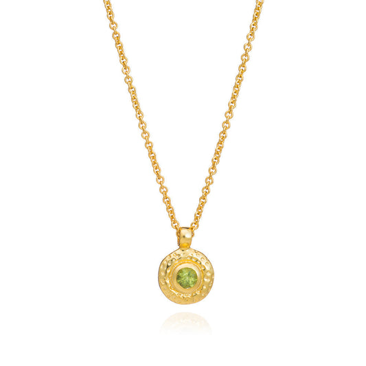 Luna Single Disc Pendant Necklace Peridot