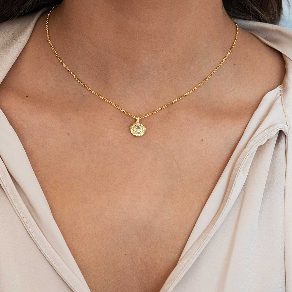 Luna Single Disc Pendant Necklace Peridot