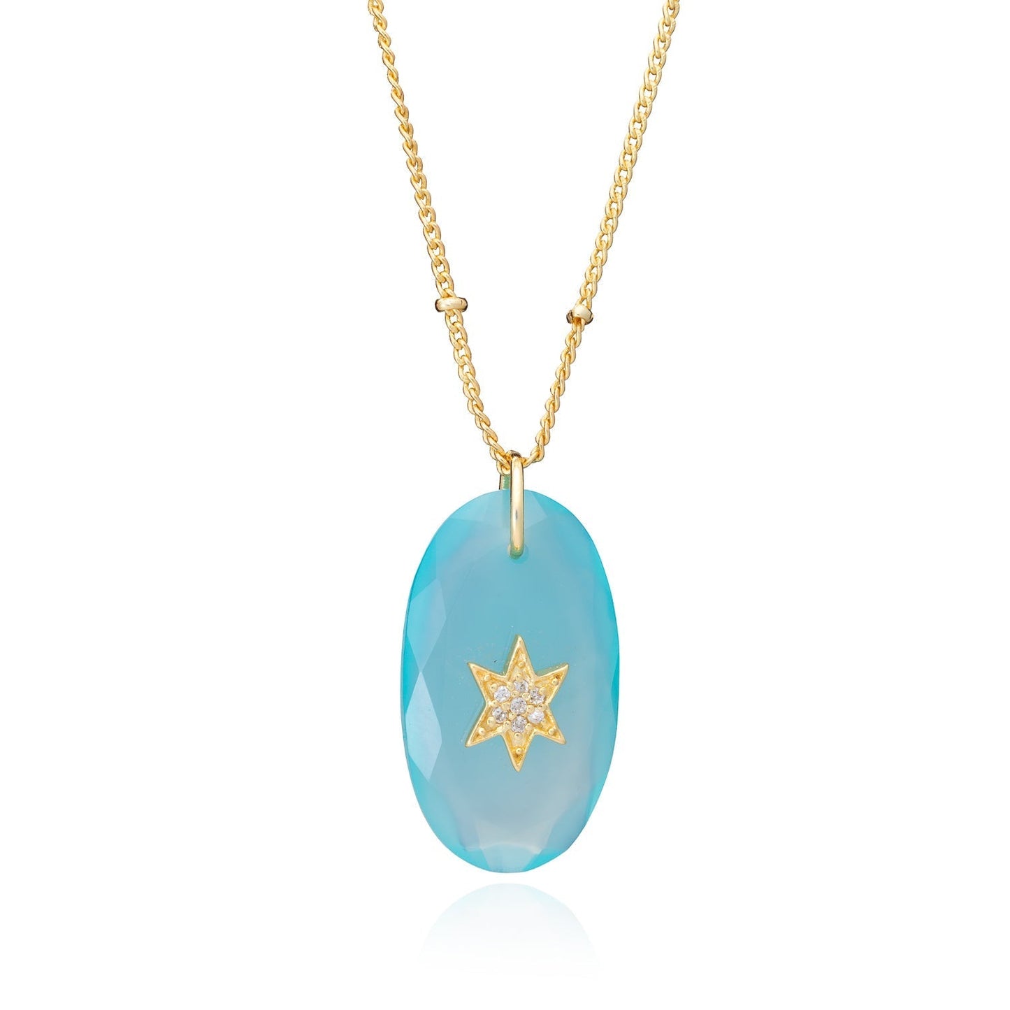 Troy Oval Gemstone Star Pendant  Pariba Onyx