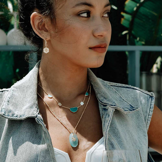 Troy Oval Gemstone Star Pendant  Pariba Onyx