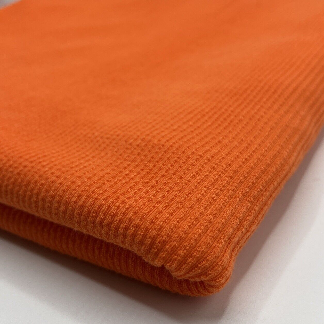 Neon Orange Crinkle Rib Stretch Fabric