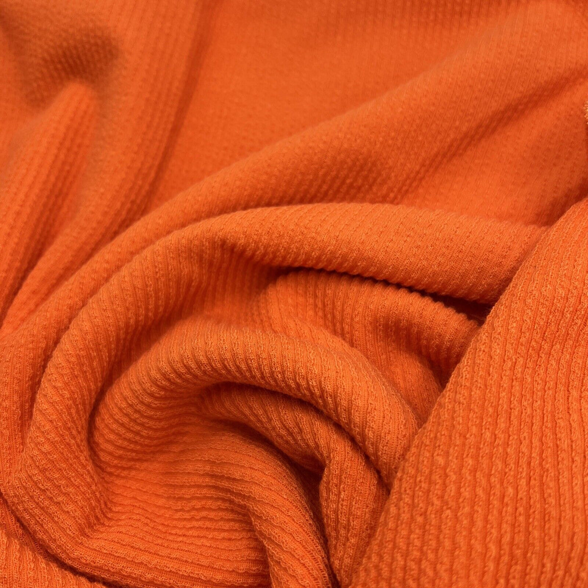 Neon Orange Crinkle Rib Stretch Fabric