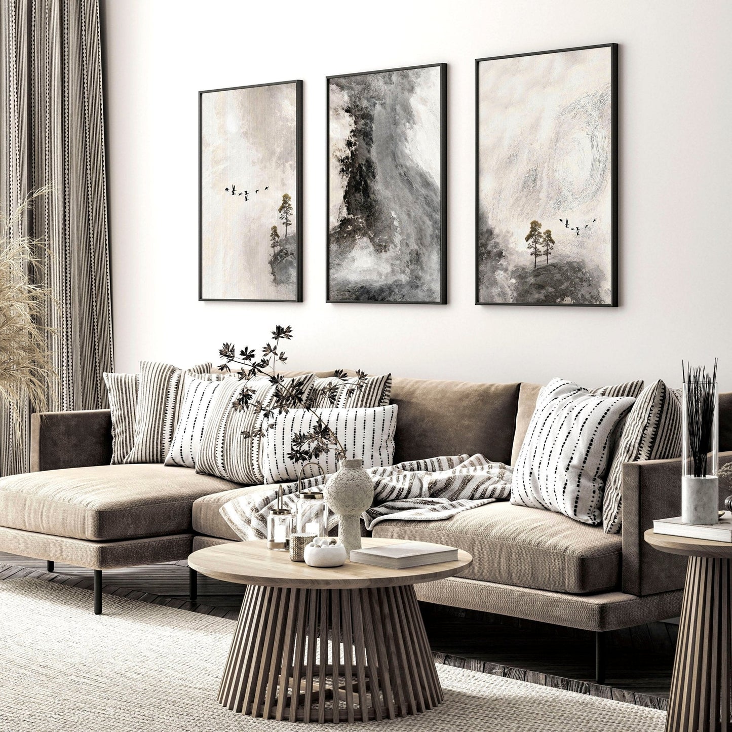 Large living room wall art | set of 3 wall art prints