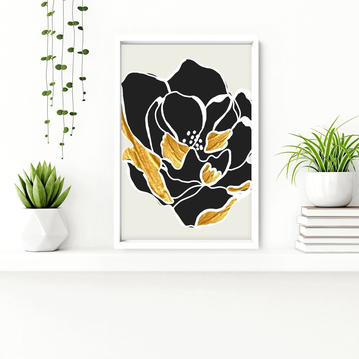 Bathroom decor gold | set of 3 framed wall art