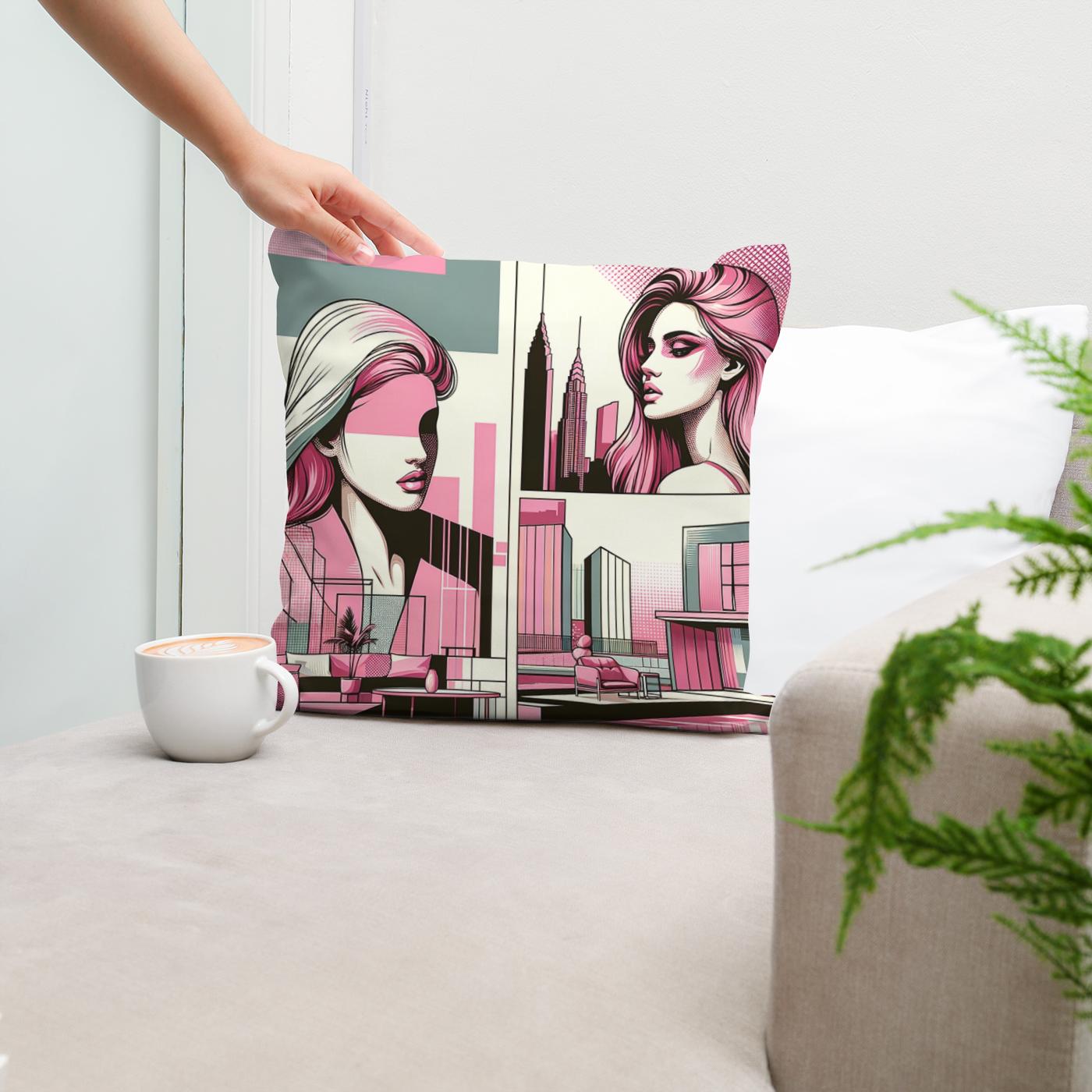 Urban Elegance: Modern Pop Art Cotton Cushion