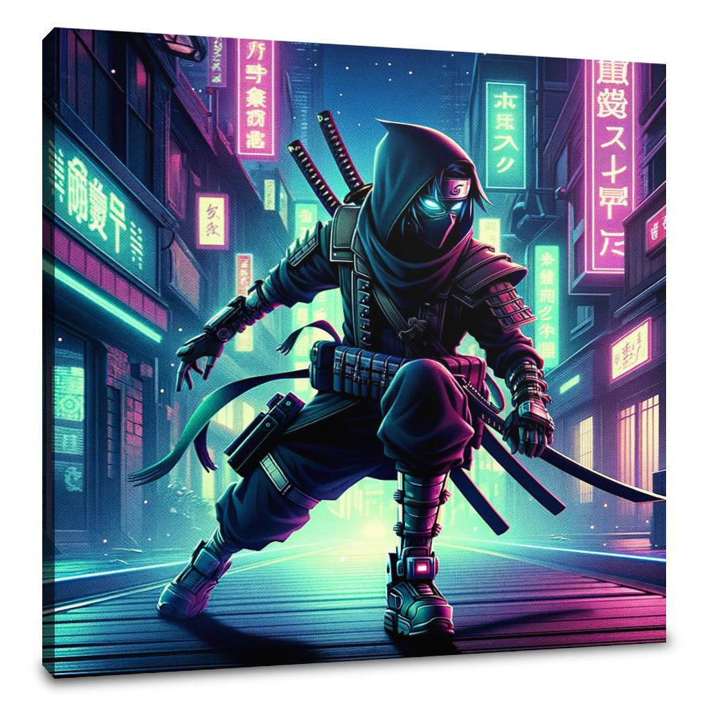 Neon Shadow Ninja Canvas