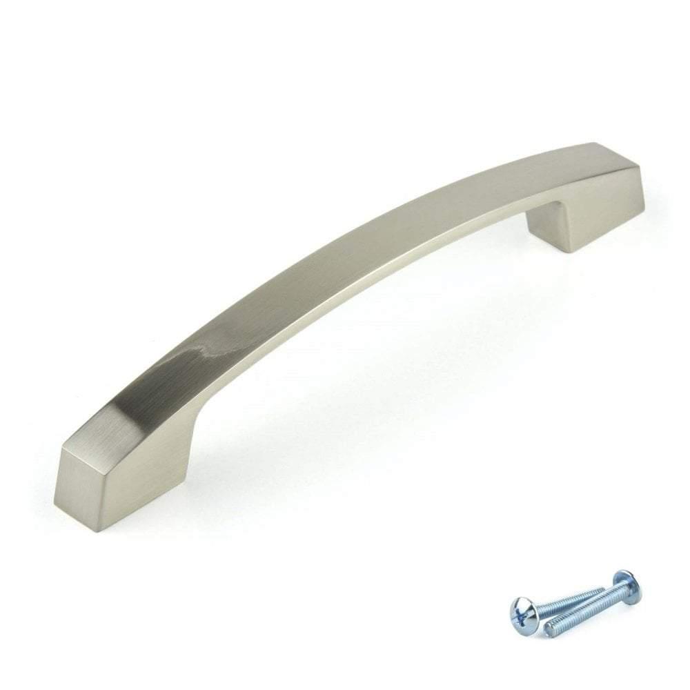 M4TEC Dunbeath E5 Brushed Nickel Bow Cupboard Handle – 160mm Hole Centres – Modern Cabinet & Drawer Pull