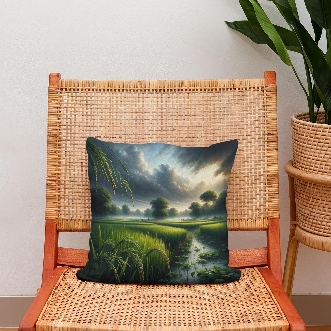 Monsoon Over Bengal Cotton Cushion