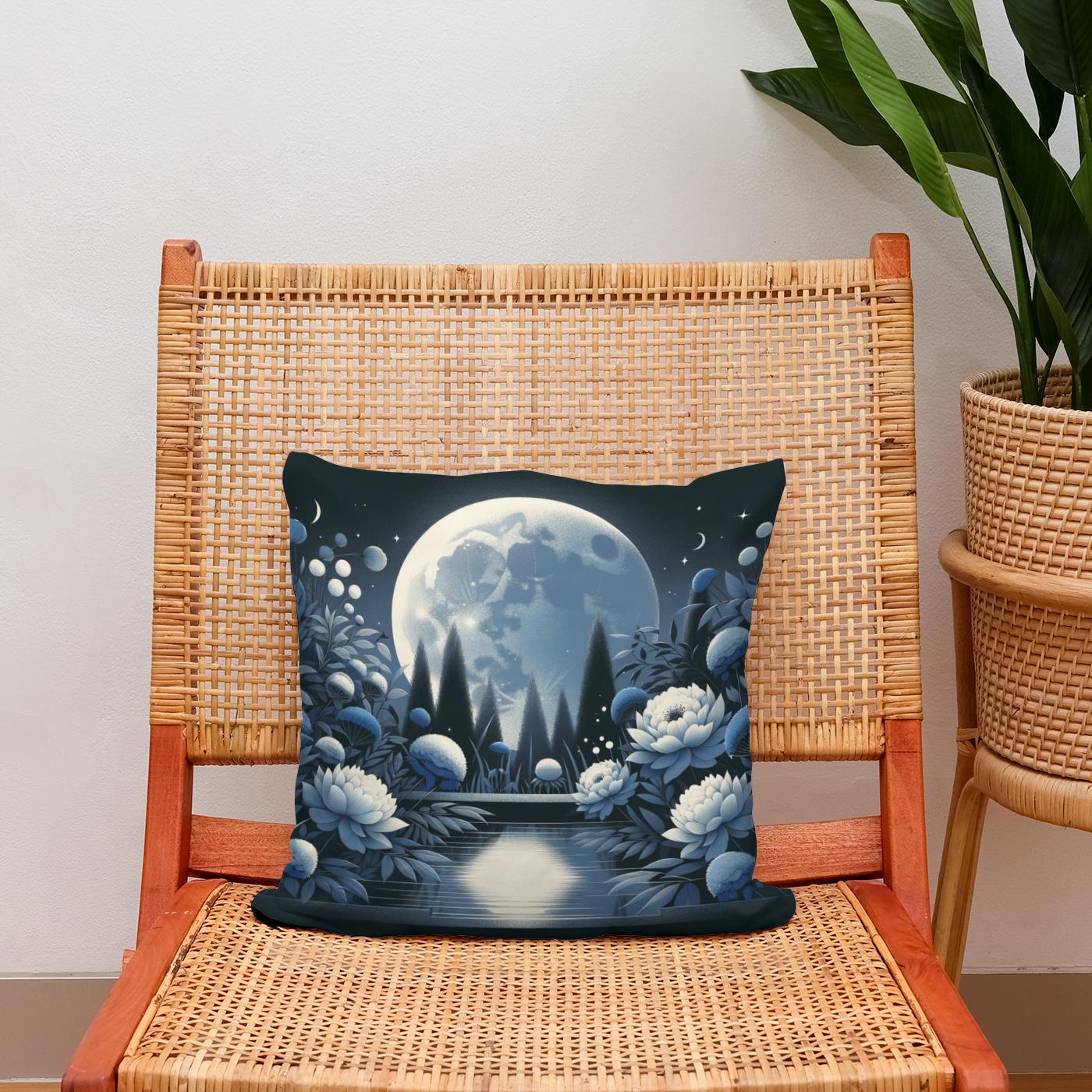 Moonlit Blossom Cotton Cushion