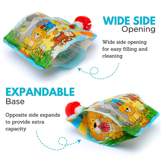 Nom Nom Kids Reusable Food Pouches 140ml Animal Pouches 4 Pack