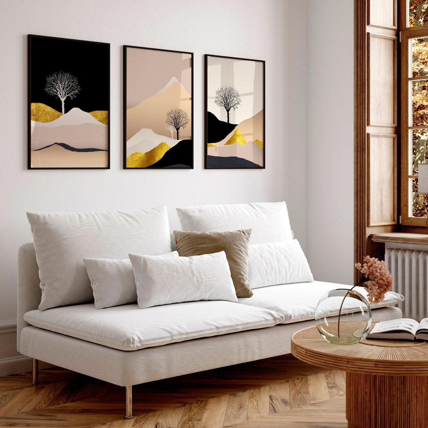 Modern prints for living room | set of 3 wall art prints