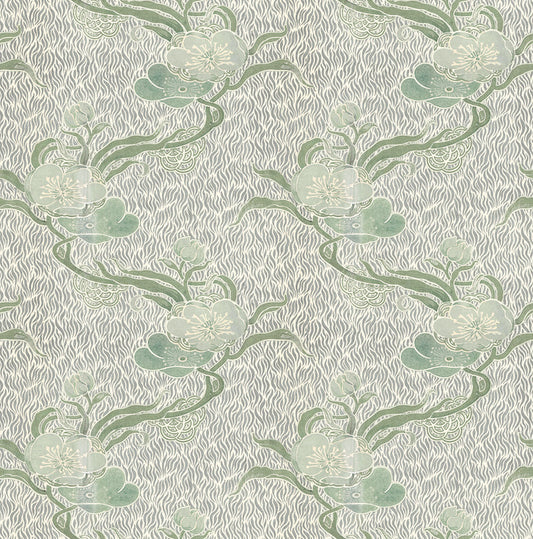 Nouveau Blossom - Verte - Wallpaper