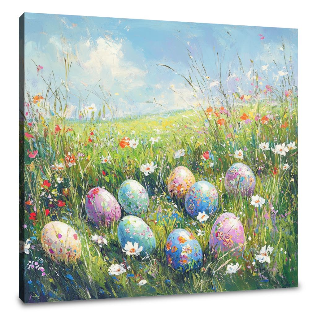 Painted Eggs Meadow Canvas