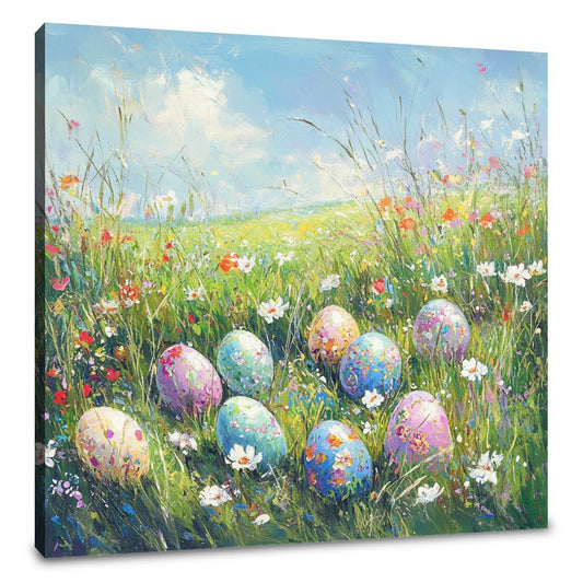 Painted Eggs Meadow Canvas
