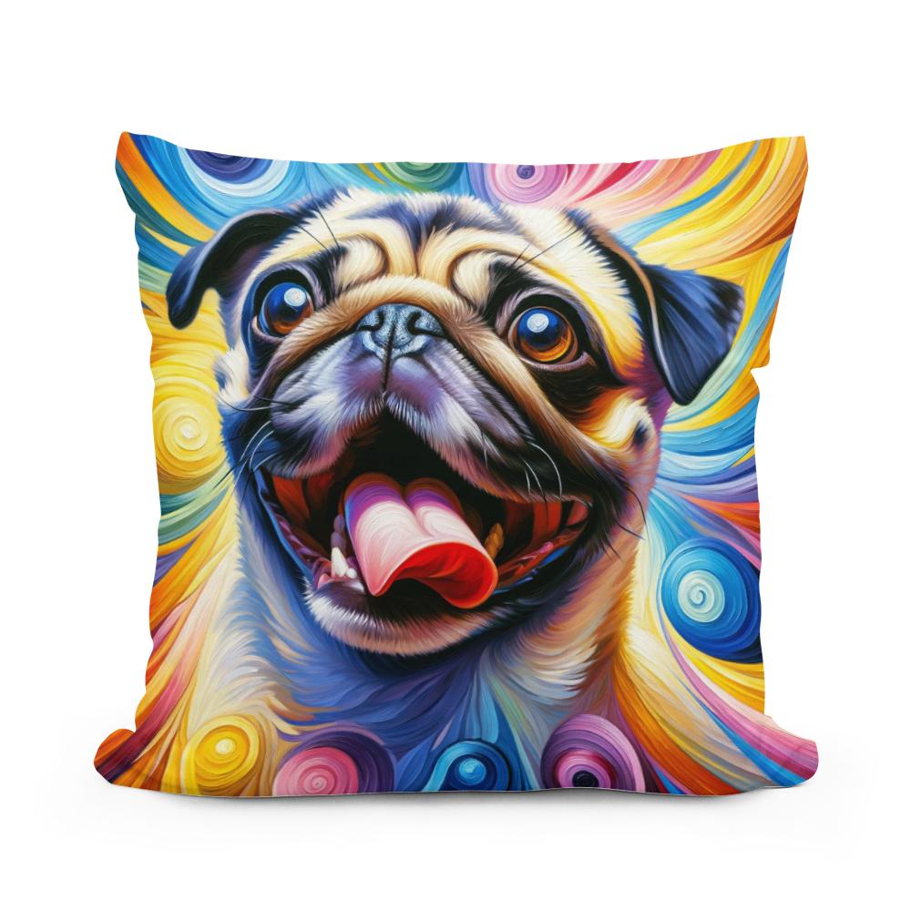 Jubilant Pug Frolic Cotton Cushion