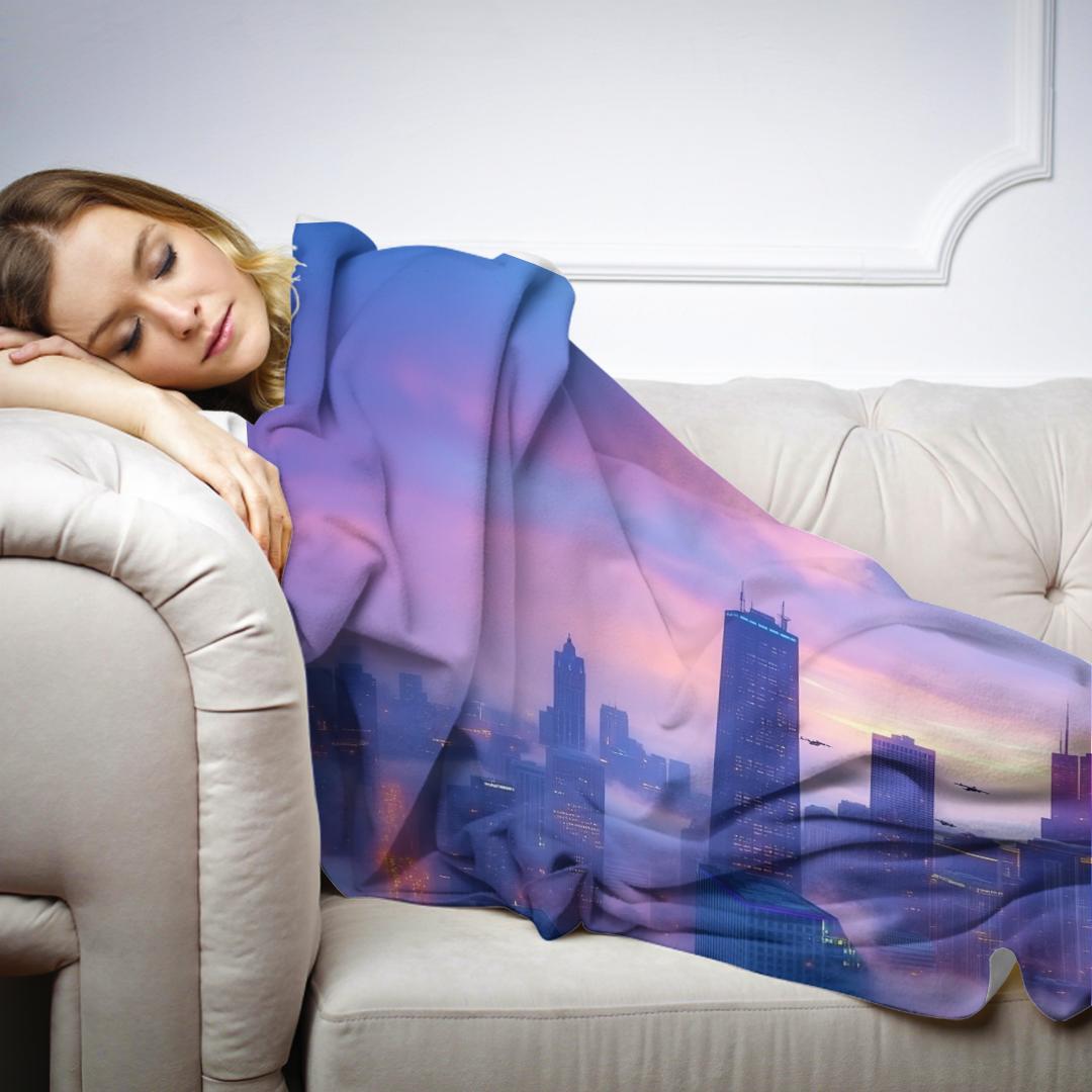 Futuristic Cityscape Blanket